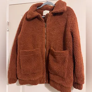Elodie Brown Mocha Teddy Bear‎ Sweater Jacket Faux Sherpa Shearling Chunky Fall thumbnail 2