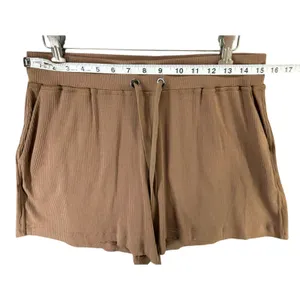 Filoro Ribbed Knit Lounge Set Women L Brown 2 Pc Top Shorts Cozycore Casual Chic thumbnail 10