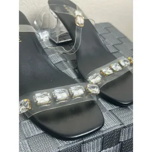 Madden Girl Women's Size 6.5 Heels Clear Acrylic Block Heel Sandals Rhinestones thumbnail 3