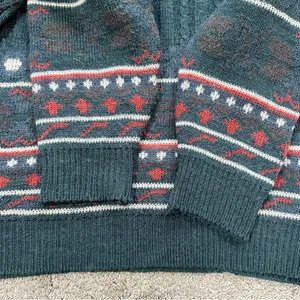 C&A Women’s Wool Blend Crewneck Sweater Grandpacore Cabin Multicolor Green L thumbnail 7