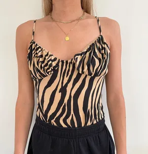 Zebra Print Bodysuit Size L thumbnail 1