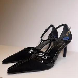 Vintage Y2K Lauren Ralph Lauren Winona Heels 7.5B Black T Strap Pointed Toe thumbnail 5