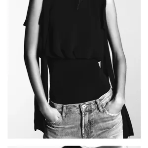 Zara NWT bow sleeve georgette black bodysuit thumbnail 4