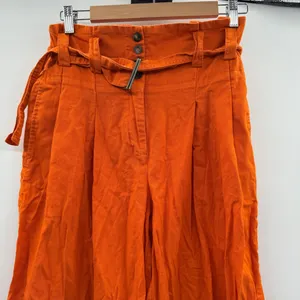 Eudon Choi Belted Wide Leg‎ Pants Bright Orange Linen Blend High Rise Women’s 2 thumbnail 9