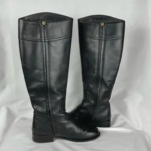 Tory Burch Ashlynn Black Boots Sz 7 Leather Riding Boots New Soles Authentic thumbnail 11