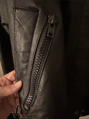 Vintage Black Leather Bomber Jacket with possum fur collar size medium thumbnail 11