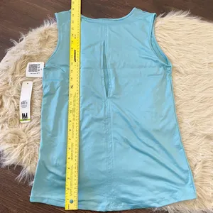 NWT Nicole Miller Workout Gym Teal Blue Tank Top Open Back Cutout Size L thumbnail 8