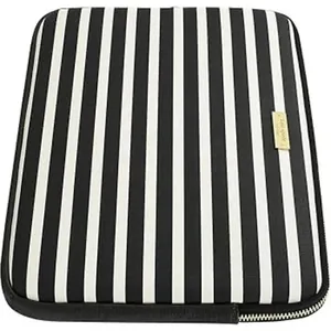 Kate Spade 13" Laptop Sleeve Black Cream Striped Nylon Zippered Case Padded Bag thumbnail 1