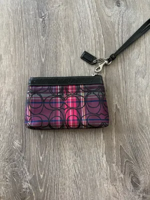 Vintage Y2k Coach Poppy Signature Plaid Tartan Pleated Wristlet Wallet thumbnail 3