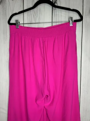 Jodifl Hot Pink Pants Sz Large (32x27) Wide Leg Elastic Waist Pockets thumbnail 4