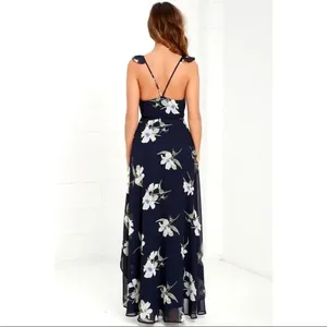 ✨ All Mine Navy Blue Floral Print High-Low Wrap Dress✨ thumbnail 4