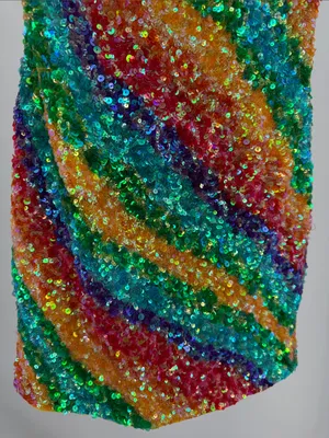 Gigi Multicolor rainbow full Sequin Mini Dress strapless 0 colorful pride event thumbnail 7