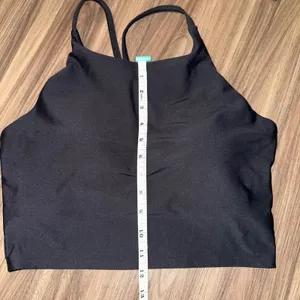 Old Navy PowerSoft High Neck Crop Tank Top Light Support Built In‎ Bra Black L thumbnail 6