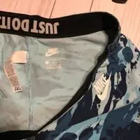 Wmns NIKE Blue Paint Camo Athletic Capri leggings pants L blue dri fit fold down thumbnail 5