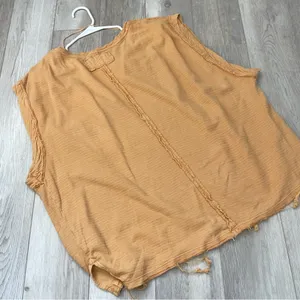 Free People Tee Shirt our time slouchy womens Orange large oversized boho casual thumbnail 5