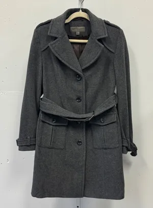 Marc New York Andrew Marc Gray Wool Blend Belted Overcoat Coat Jacket Womens 8 thumbnail 1