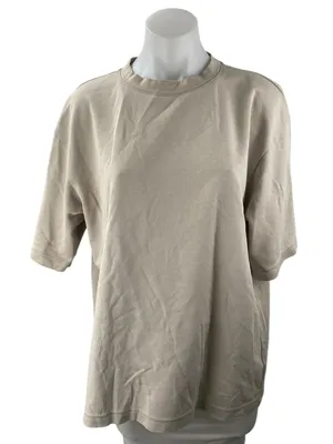 Uniqlo Airism Womens Beige Short Sleeve Crew Neck Basic Tee T-Shirt Top Size L thumbnail 1