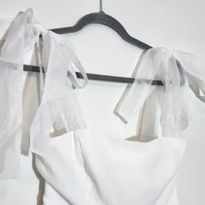 Lulus White Chiffon Tie-Sleeve Wedding Dress NWT Size Small White Formal Dress thumbnail 7