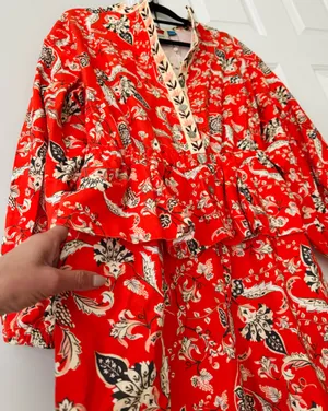 Farm Rio Button Front Balloon Sleeve Printed Romper, Size L thumbnail 9