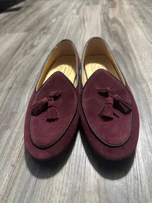 Journey West, Women's Tassel Loafers in Deep Wine Suede. thumbnail 2