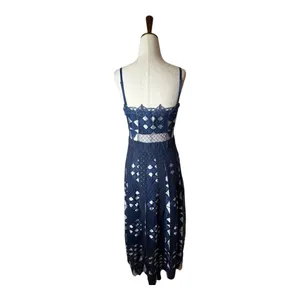 Foxiedox Dress Women Medium Blue Silver Lace‎ Bravo Zulu Midi Party Cocktail thumbnail 3