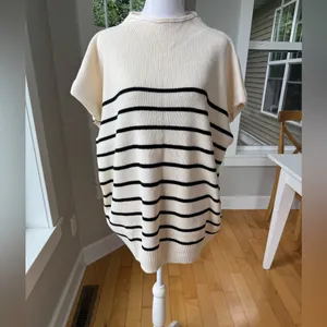 She + Sky Ivory Black Striped Run the Course Sleeveless Knit Top Size 1X NWT thumbnail 11