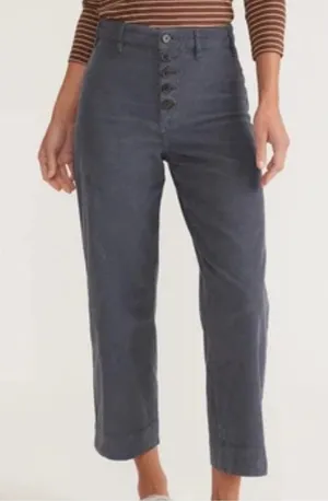 Marine Layer Bridget Corduroy Wide Leg Crop Pants Size 4 Blue Gray Button Front thumbnail 1