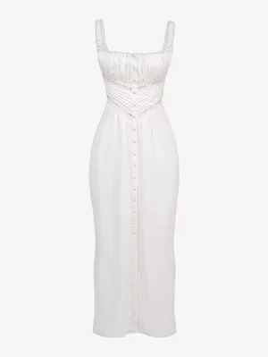 House of CB Illiana scalloped-trim bodice-top stretch-silk maxi dress Large plus thumbnail 2