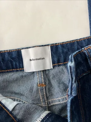 REFORMATION Jax Stretch High Rise Straight Jeans Seneca Dark Wash 26 $178 thumbnail 7