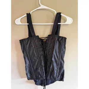 Vintage Empire Intimates Black Satin Lace Up Corset Top Back Zip Style 7916 36 thumbnail 2