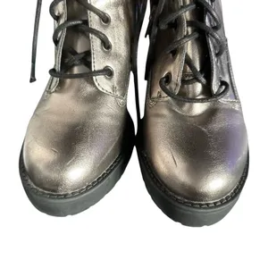 Madden NYC Women Gold Chrome Lace-Up Platform‎ Metallic Edgy Combat Boots Size 6 thumbnail 9