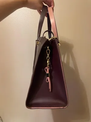 Kate Spade New York Two-Tone Burgundy and Pink Leather Satchel and Wallet Set thumbnail 3