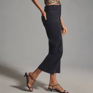 Anthropologie Maeve Jeans Women's 34 Colette Crop Wide Leg High Rise Pant Black thumbnail 4