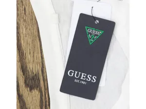 NWT GUESS Eco Short Sleeve Lace-Up Graphic Corset Tee W5RI32K9RM1 Pure White XS thumbnail 8