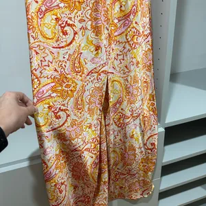 Paisley slip mid length dress w/ slit thumbnail 2
