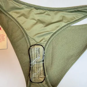 Roxy Essaouira Oil Green Textured High Leg Bikini Bottom L NWT Low Rise Beach thumbnail 8