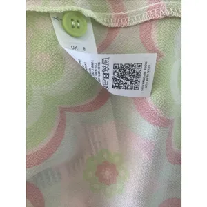 ASOS Floral Ruched Mini Shirt Dress Womens 4 Pink Green Retro‎ 70s Y2K Crepe thumbnail 10