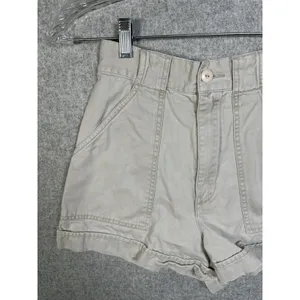 Vintage Abercrombie & Fitch Size 4‎ Cotton Womens Shorts High Waist Beige Mini thumbnail 5
