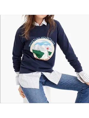 J. Crew Whistler Mountains Apres Ski Crewneck Sweatshirt XS thumbnail 3
