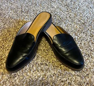 Madden Girl Black Vegan Leather Slip-On Loafers Mules ❤️ thumbnail 1