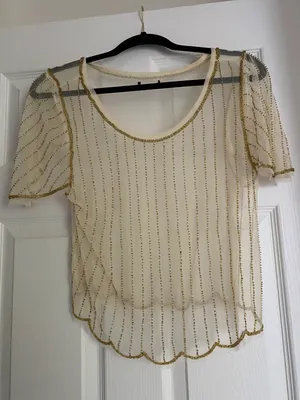 Festival Beaded Top Gold Size M thumbnail 1