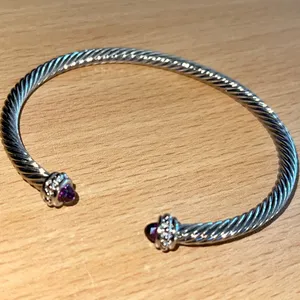 Silver Cable Bracelet with Amethyst Accents thumbnail 13