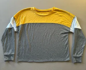 Grungy Color-block French Terry Long Sleeve Tee thumbnail 1