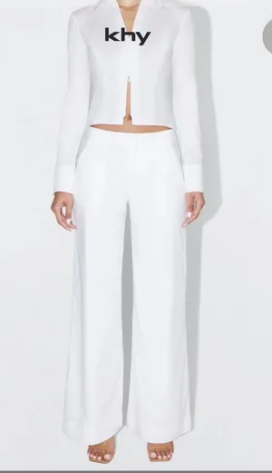 KHY by Kylie Jenner low rise Poplin white pants thumbnail 1