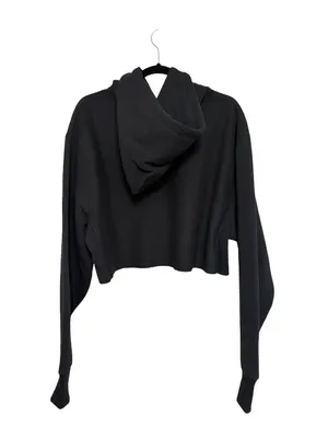 NEW Champion Reverse Weave Women’s Cropped Hoodie Sweatshirt in Black - Size L thumbnail 4