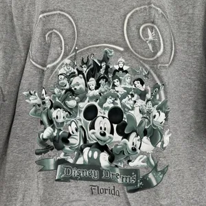 Disney‎ World Size Large Shirt Gray Mickey Minnie Mouse Florida Crew Neck Tee thumbnail 3
