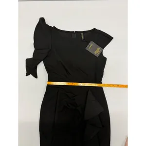 WOOSEA Womens Black High Split Ruffle Bodycon Evening Gown Dress Size S NWT thumbnail 9