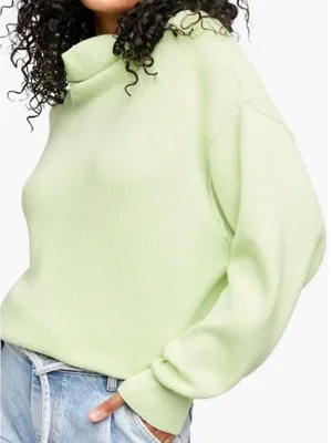 Free People Softly Structured Lime Green Turtleneck XS thumbnail 1