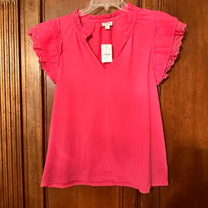 NWT j crew size Large hot pink top  thumbnail 1