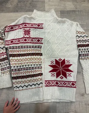 American Eagle Fair Isle Cable Knit Turtleneck Sweater Women's Medium Patchwork thumbnail 1